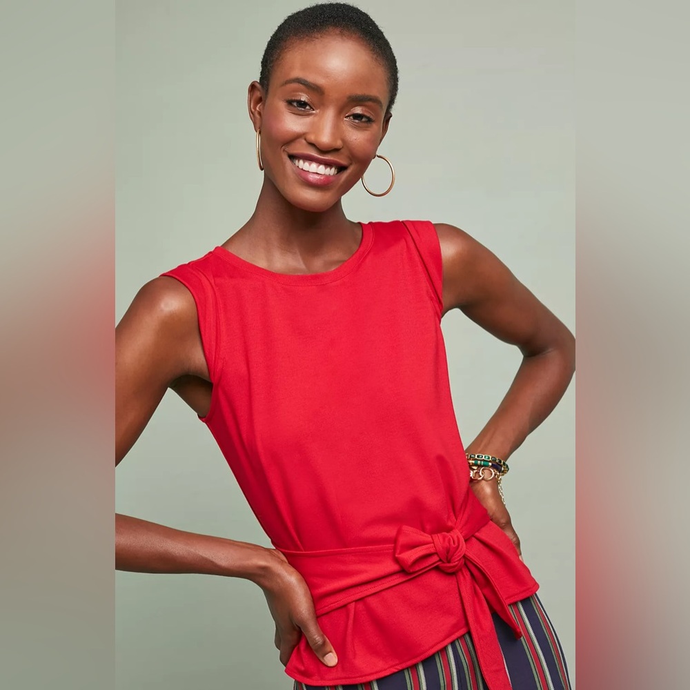 Maeve Pasture Front-Tie Top Red Size S